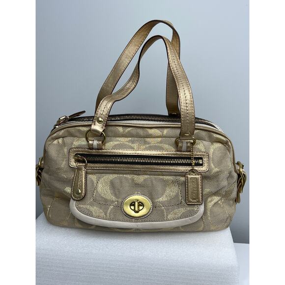 Coach Metallic Gold Bonnie Linen Lurex Satchel Bag 13502 - Picture 1 of 15